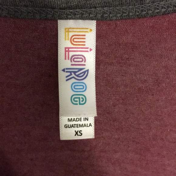 LuLaRoe tunic (size XS); maroon and gray - Picture 3 of 3